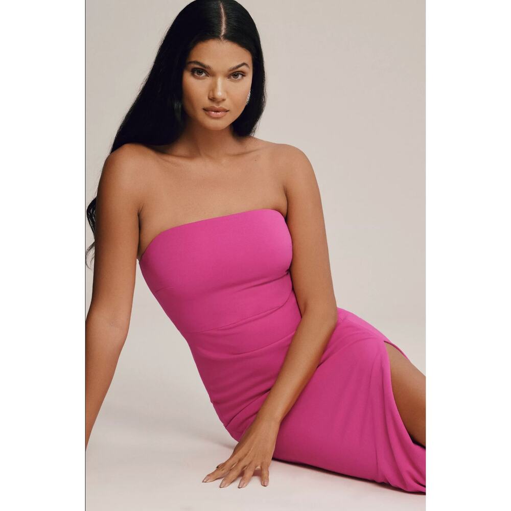 BHLDN Adalynn Strapless Stretch Crepe Maxi Gown Pink Anthropologie - Picture 8 of 13